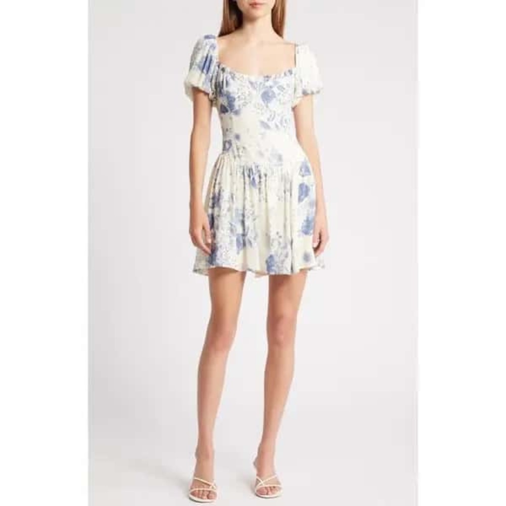 Floral Blue and White Dress